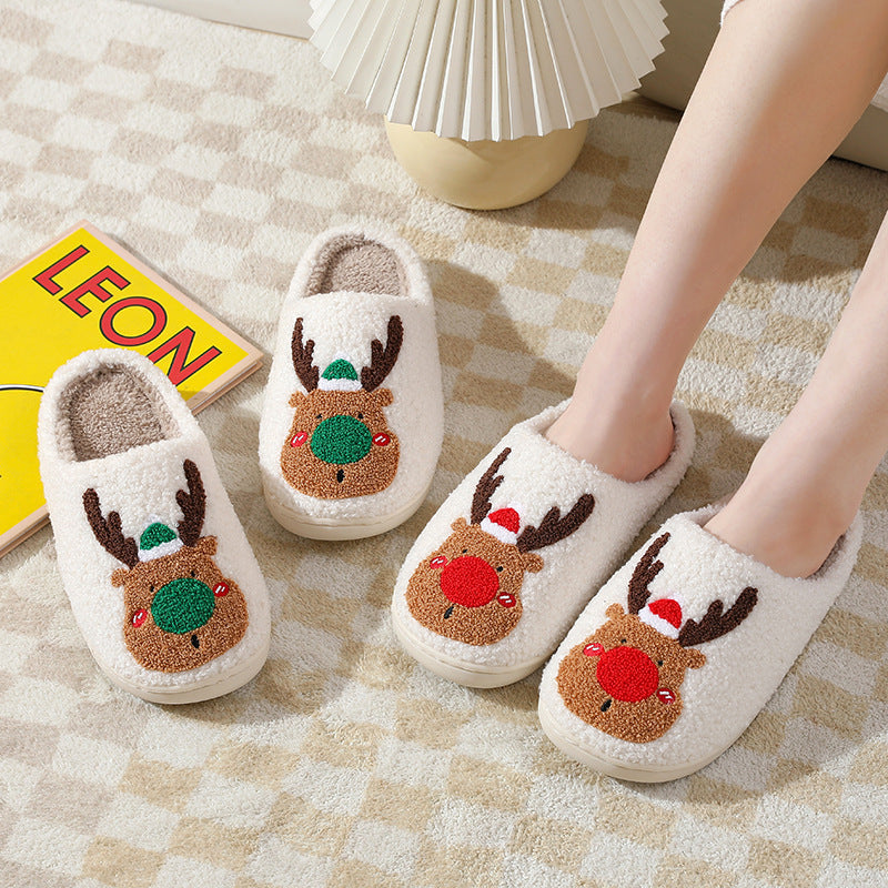 Belle | Christmas Slippers Reindeer Face Slip On