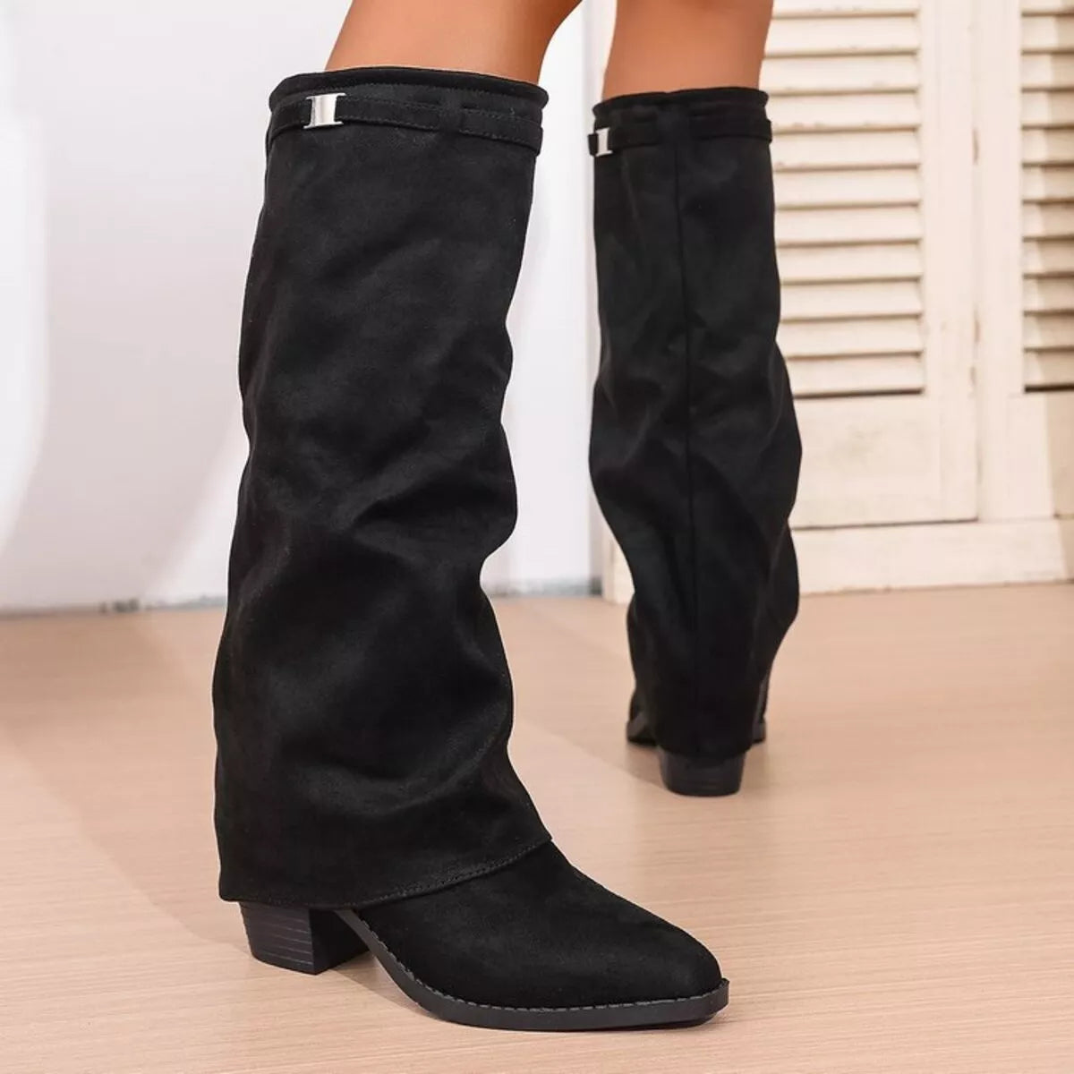 Shannon | Point Toe Block Heels Boots
