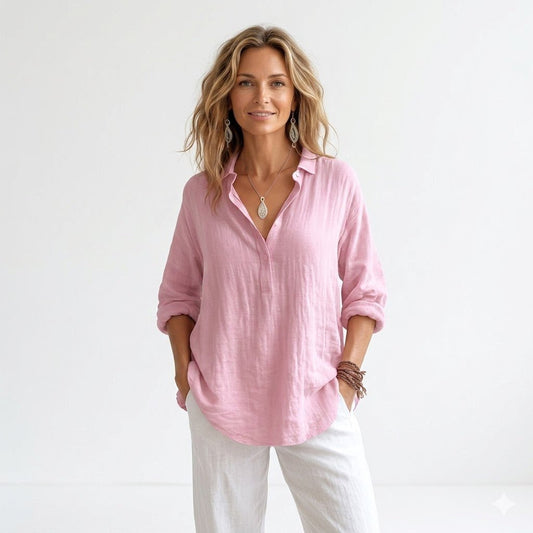 Elise | Blush Linen Relaxed Shirt Women