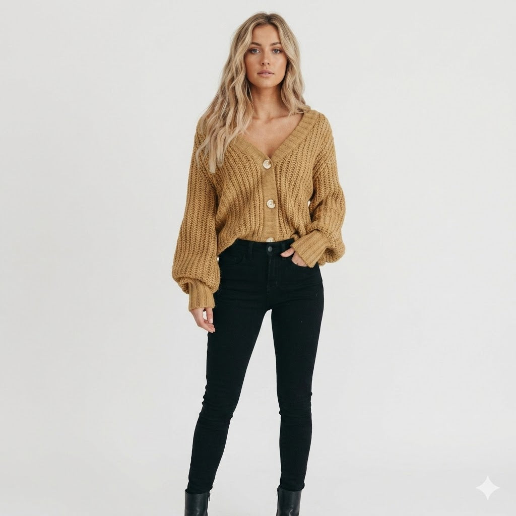 Isabella | Chunky Knit Button Cardigan