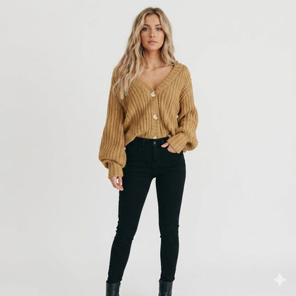 Isabella | Chunky Knit Button Cardigan