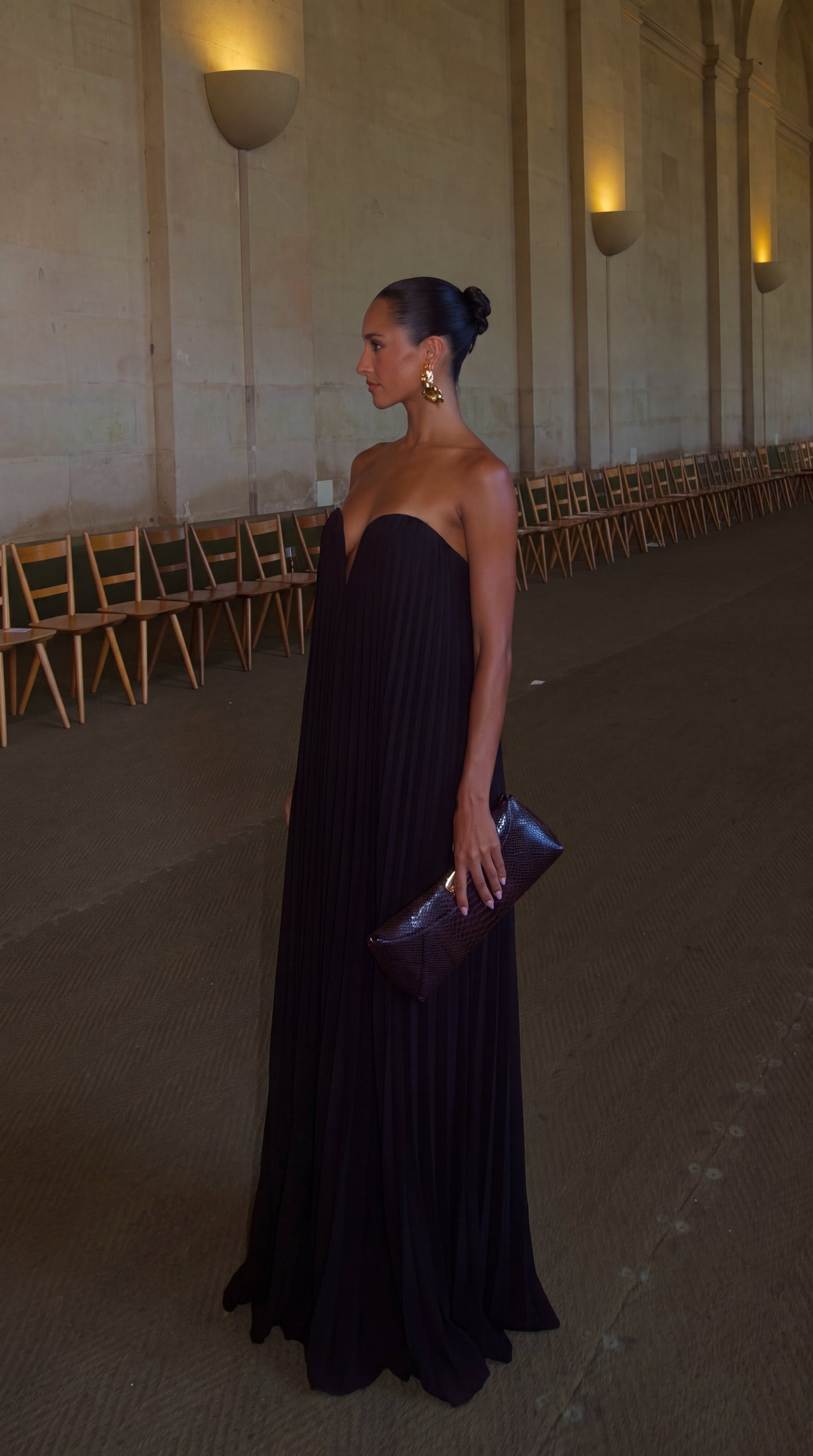Portia | Strapless Pleated Maxi Dress