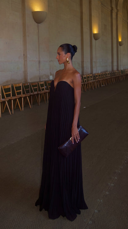 Portia | Strapless Pleated Maxi Dress