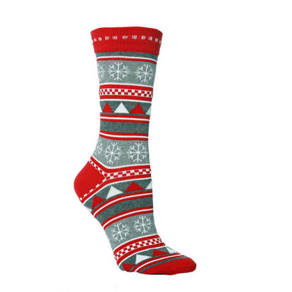 Toffee | Christmas Socks Reindeer Print Striped Cuff
