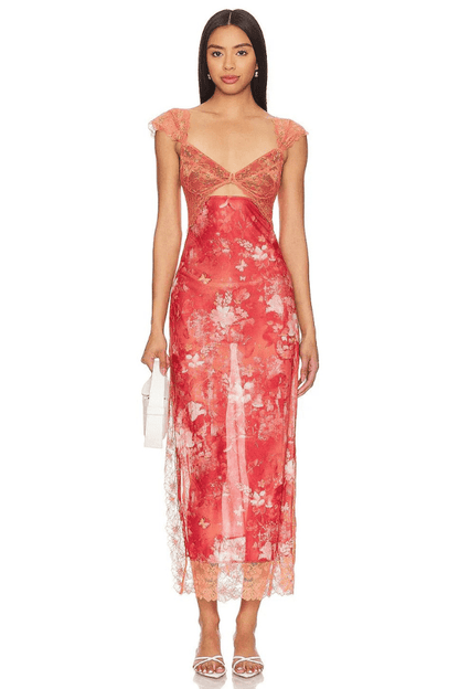 Paige | Floral Lace Overlay Sheath Dress