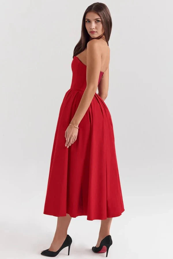 Aneri | Strapless Corset Midi Sundress