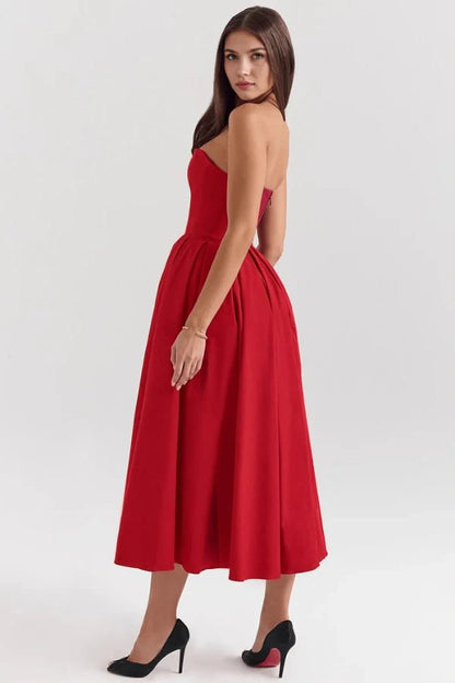 Aneri | Strapless Corset Midi Sundress
