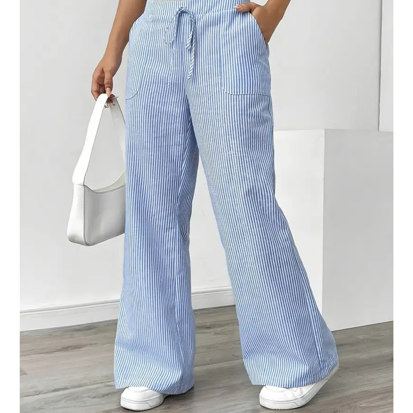 Amber | Women's Striped Wide-Leg Pants with Pockets