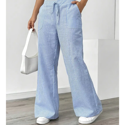 Amber | Women's Striped Wide-Leg Pants with Pockets