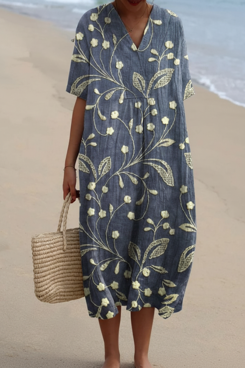 Floravia | Floral Flowy Lightweight Holiday Maxi Dress