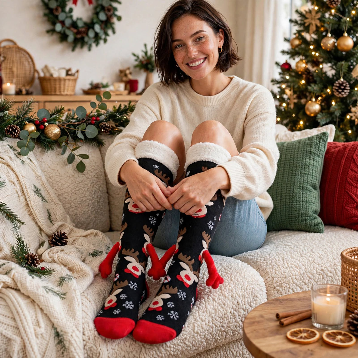 Truffle | Christmas Socks Magnetic Hands Red Heel