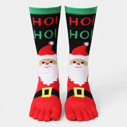 Marzipan | Christmas Socks Five Toe Contrast Cuff