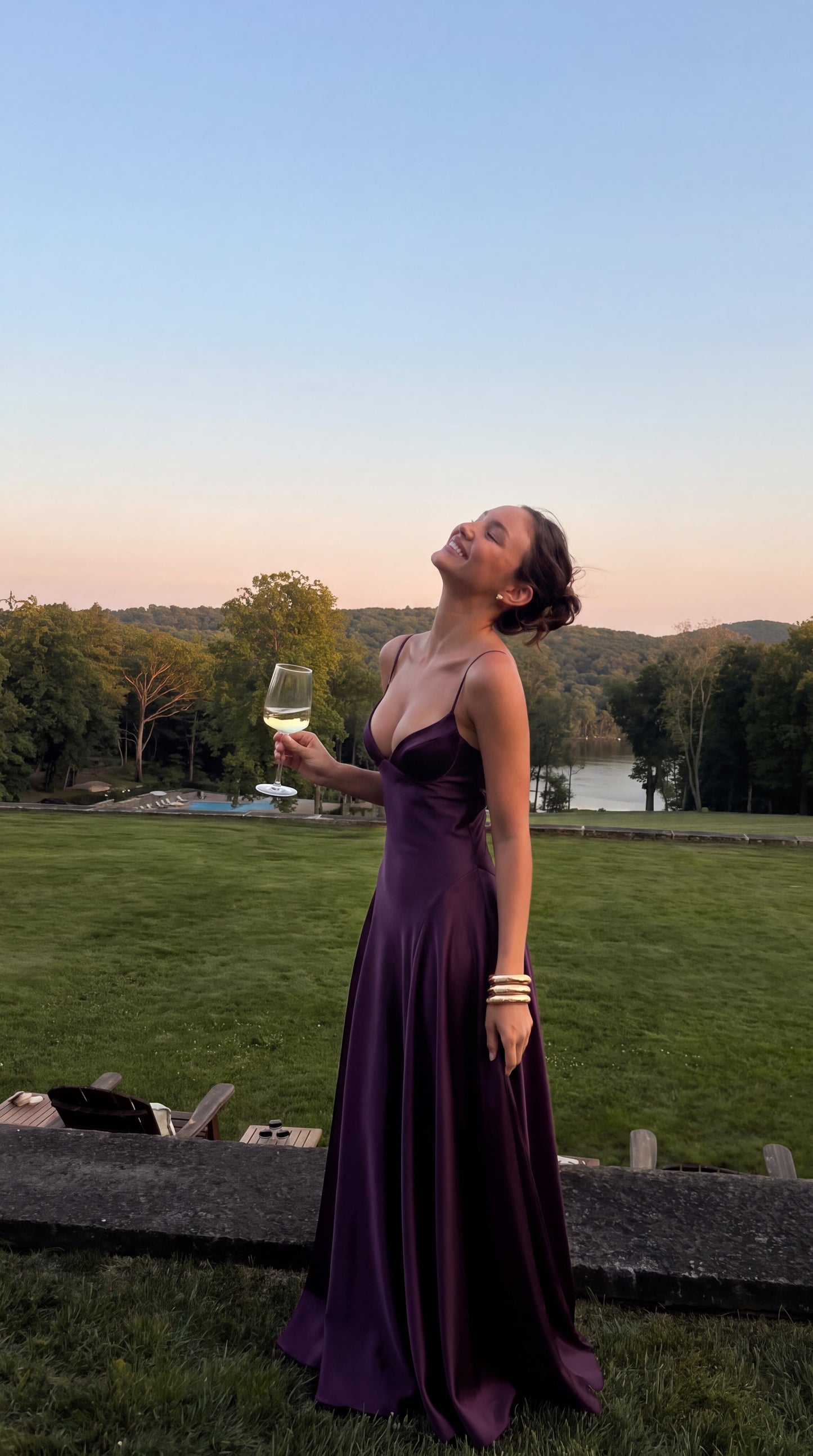 Molly | Plum Satin Maxi Dress