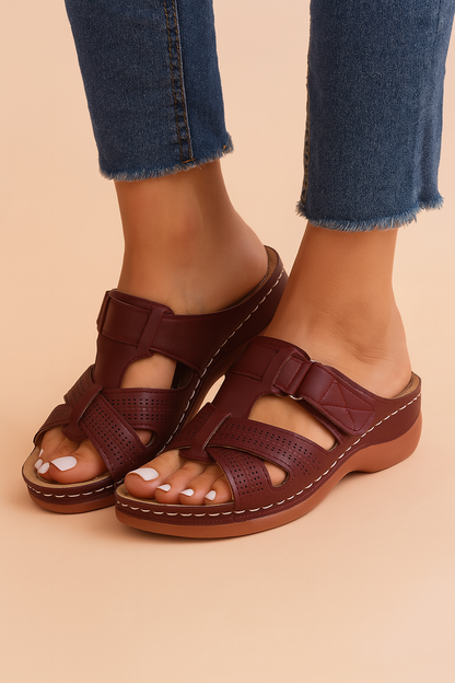 Agnieszka | Wide Strap Flat Sandals with Buckle