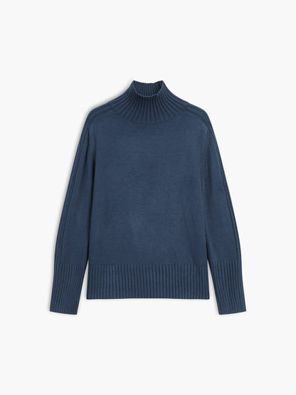 Ribbed Mock Neck Knit Sweater