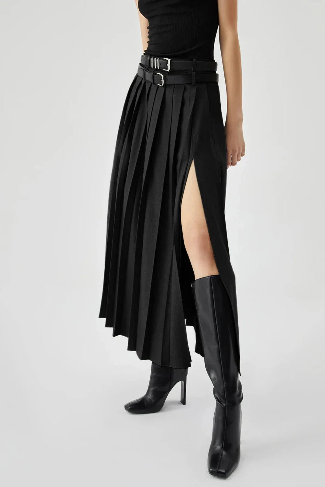 Caitlin | Pleated Split Maxi Skirt