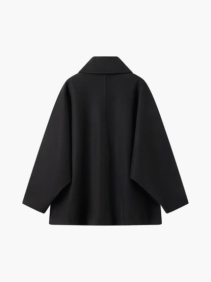 Women's Oversized Wool-Blend Coat with Button Closure