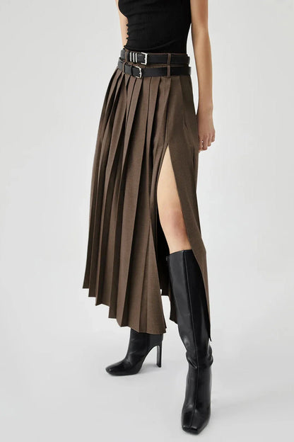 Caitlin | Pleated Split Maxi Skirt