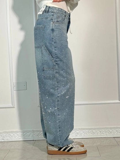 Balloon carpenter shiny denim jeans