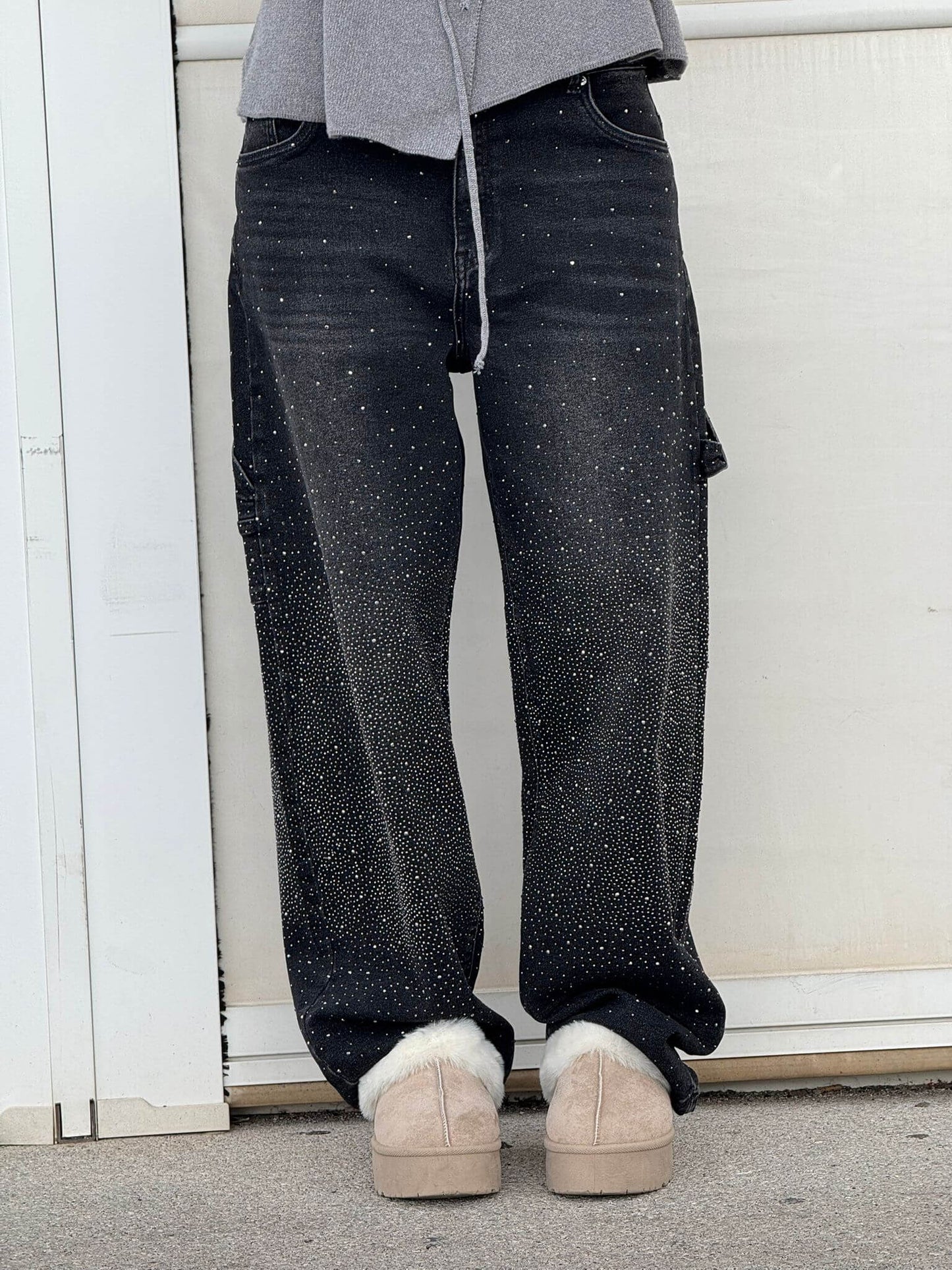 Balloon carpenter shiny denim jeans