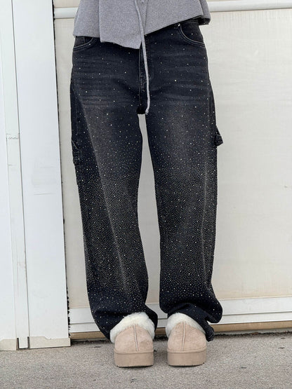 Balloon carpenter shiny denim jeans
