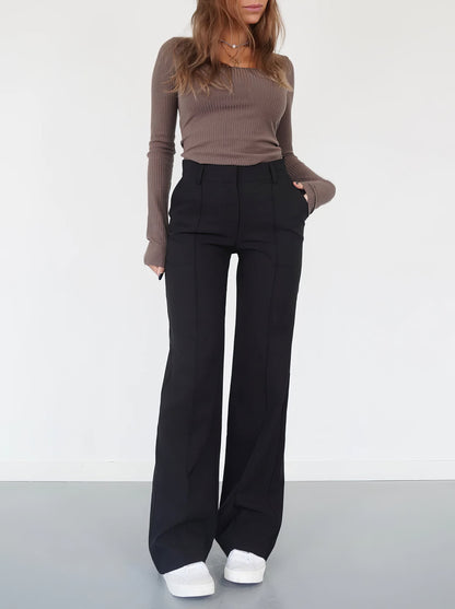 Casual Wide-leg high-waisted trousers for women