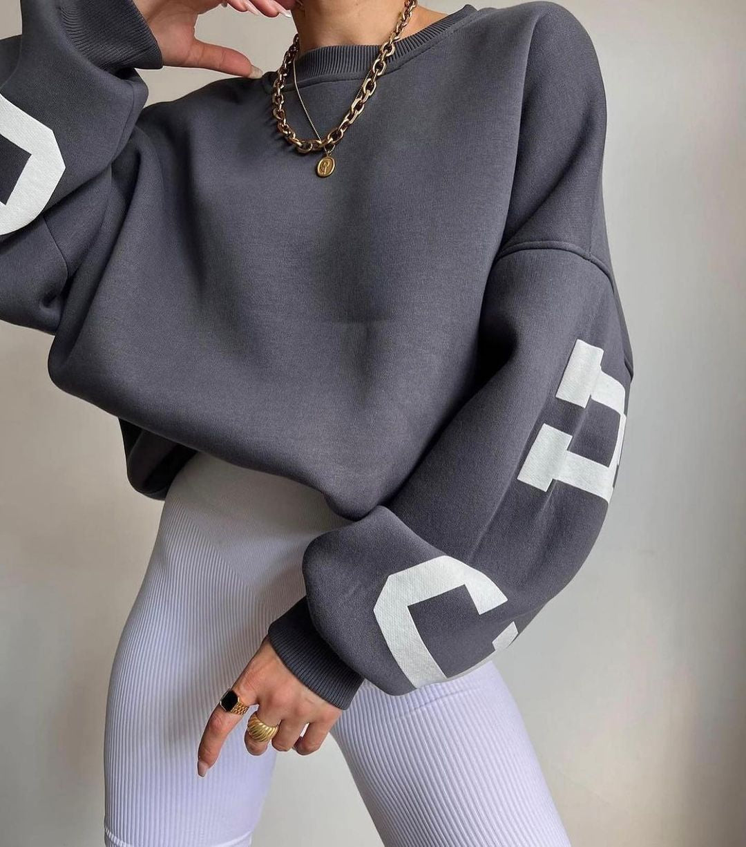Bibi | Women's Oversized Graphic Print Sweater