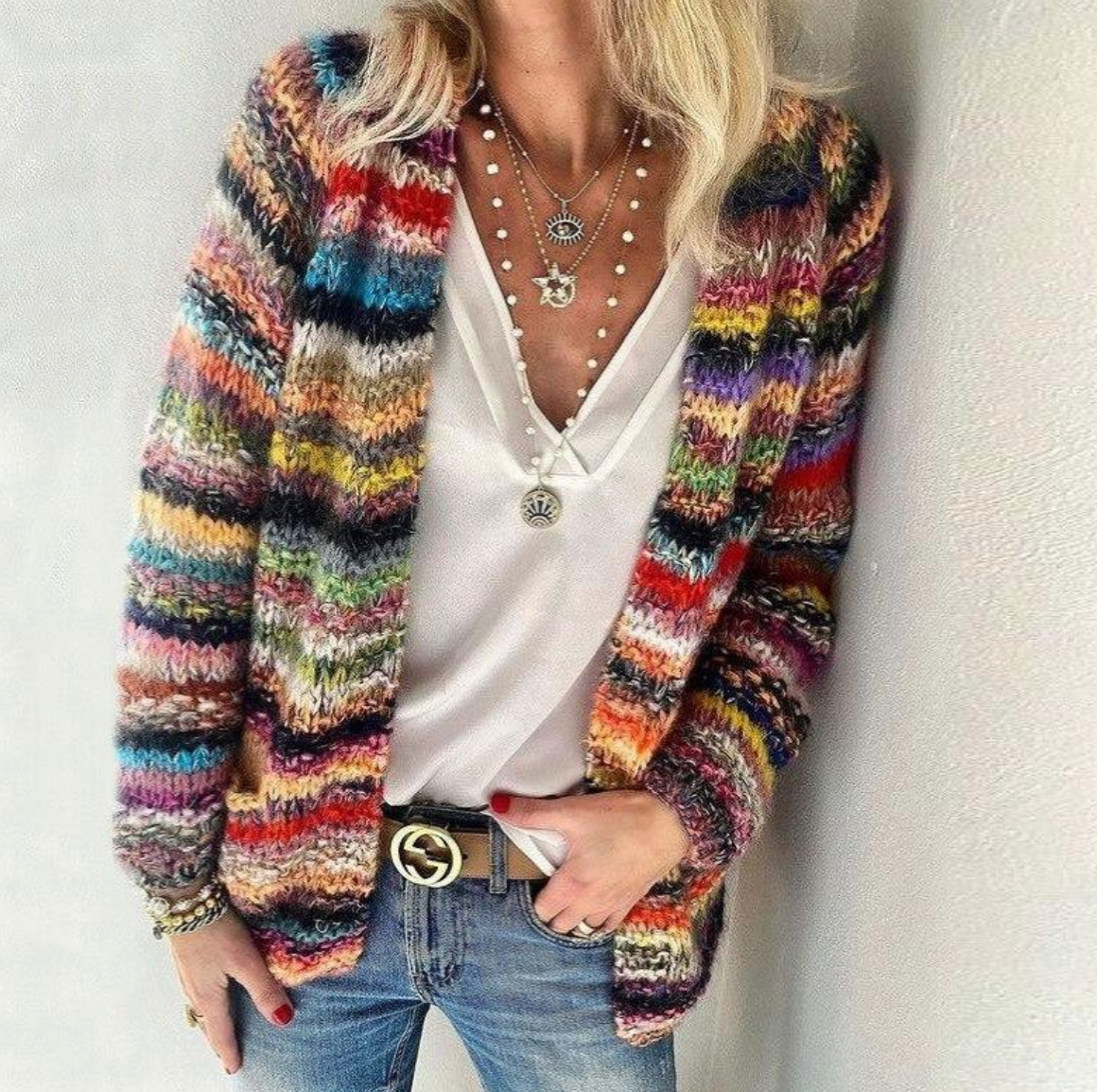Josie | Striped Open Front Cardigan