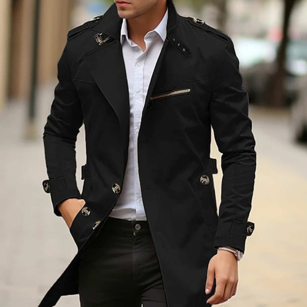 Digby | Belted Double Breasted Trench Coat Epaulettes