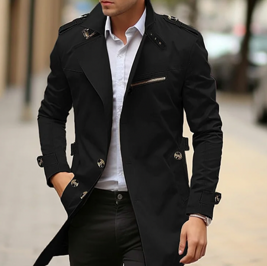 Digby | Belted Double Breasted Trench Coat Epaulettes