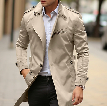 Vincent | Men's Double-Breasted Long Trench Coat