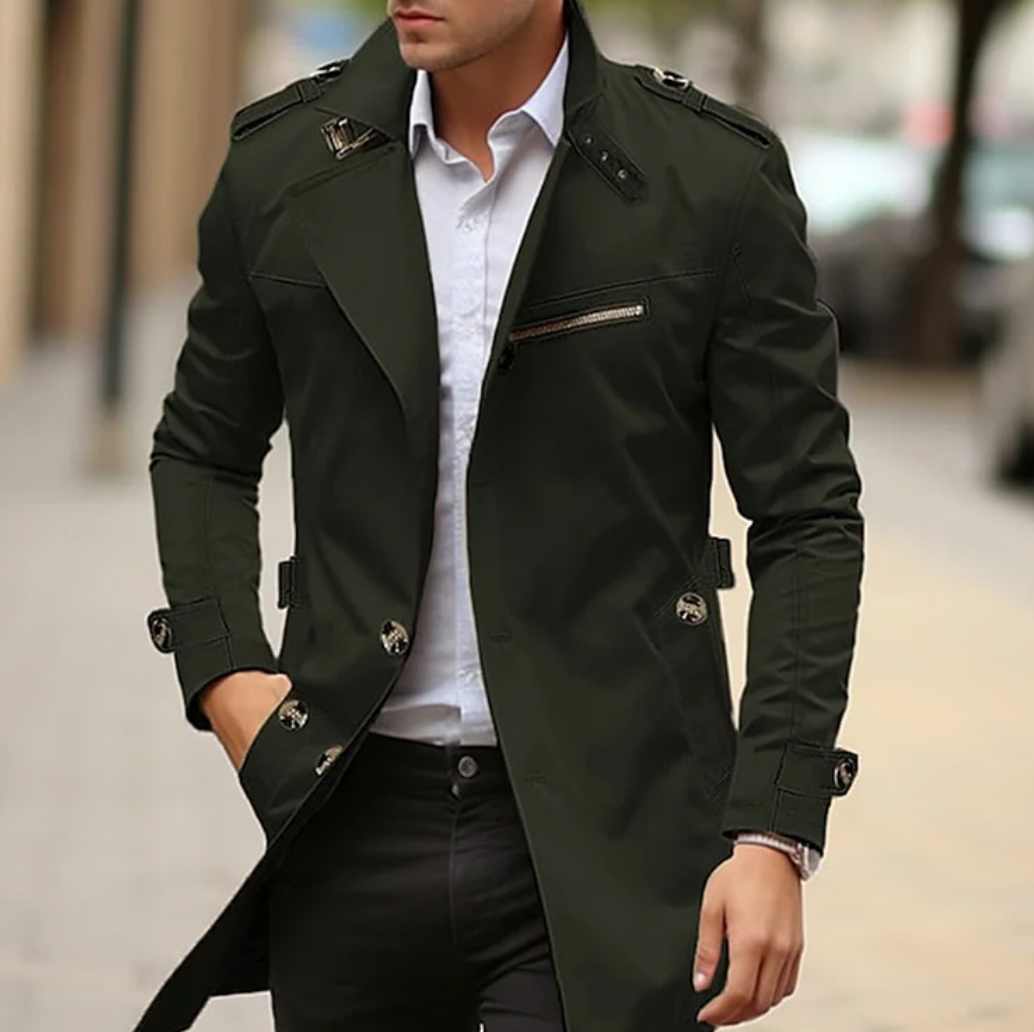 Digby | Belted Double Breasted Trench Coat Epaulettes