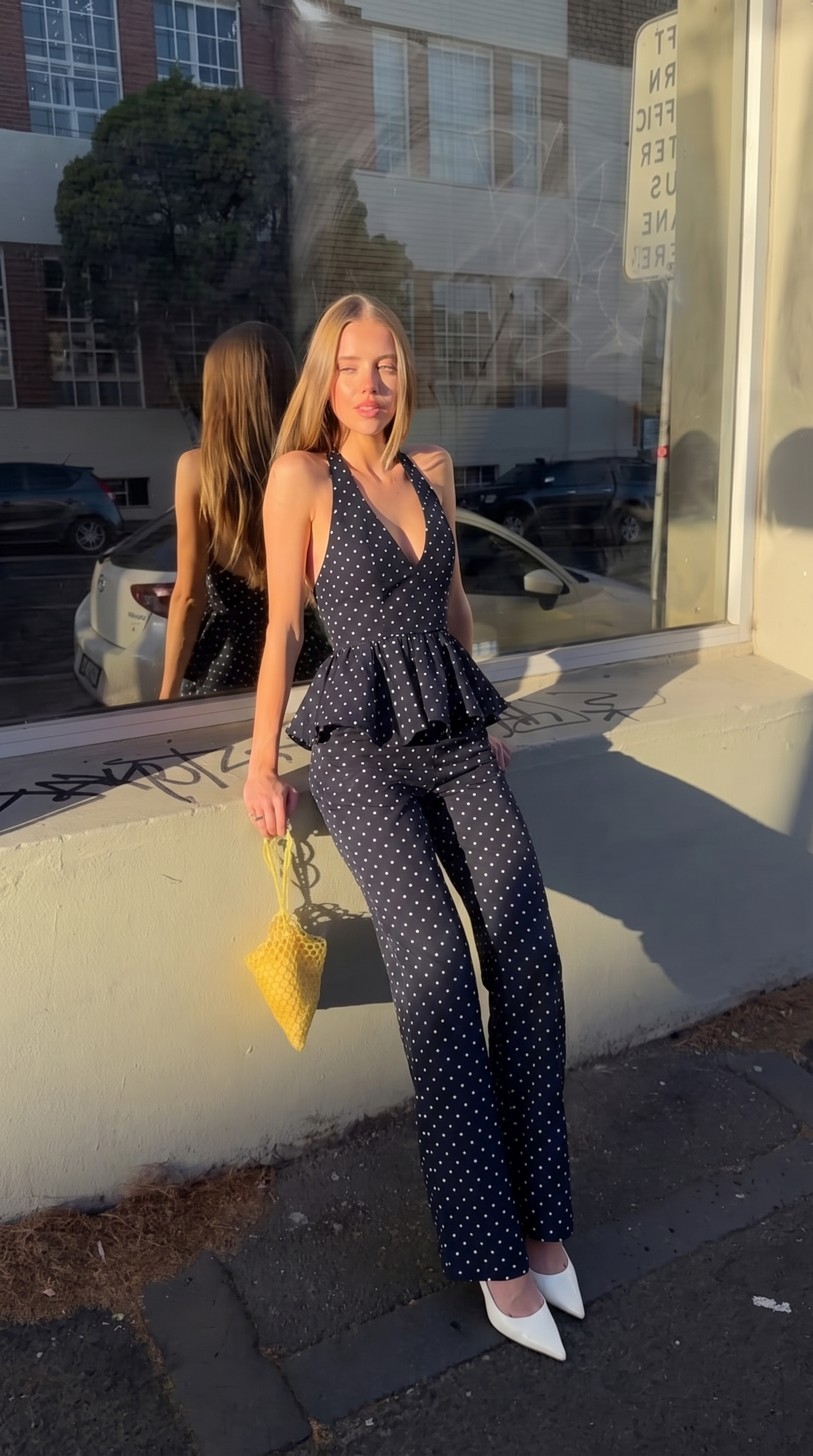 Julia | Polka Dot Halter Top and Wide-Leg Set