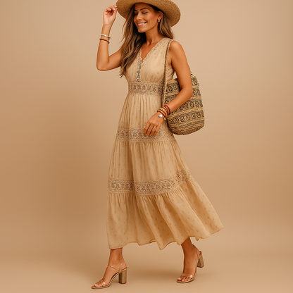 Ibizelle | Boho Flowy Relaxed Fit Beach Festival Maxi Dress
