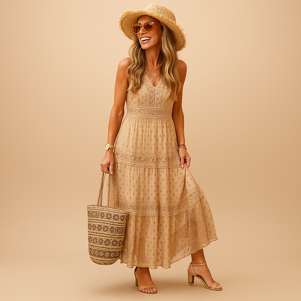 Ibizelle | Boho Flowy Relaxed Fit Beach Festival Maxi Dress