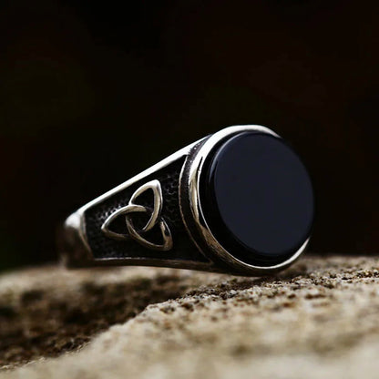 Bold Signet Ring with Black Inlay