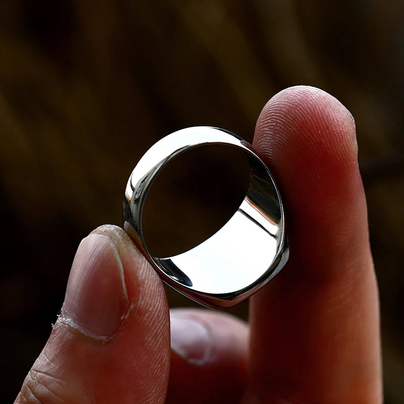 Bold Signet Ring with Black Inlay