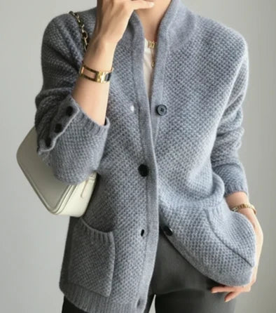 Elspeth | Button Front Cable Knit Cardigan