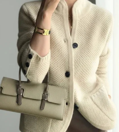 Elspeth | Button Front Cable Knit Cardigan