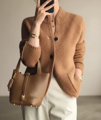 Elspeth | Button Front Cable Knit Cardigan