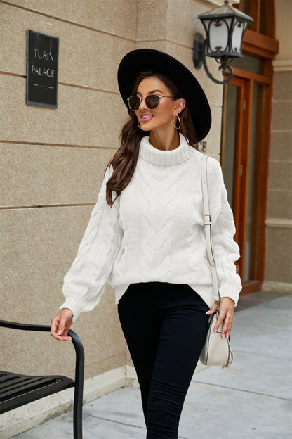 Casey | Women's Turtleneck Cable Knit Jumper