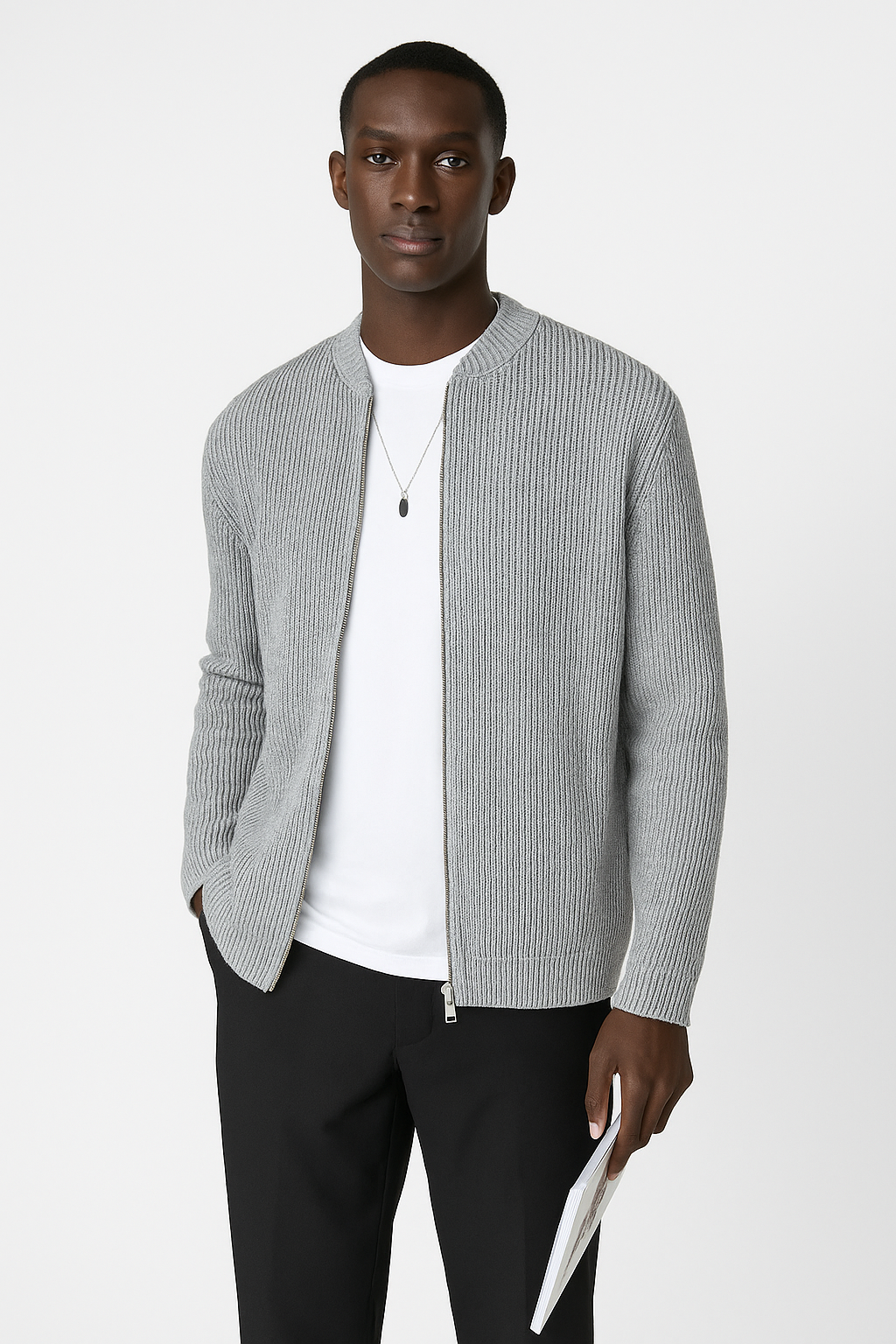 Morgan | Men's Zip Up Ribbed Sweater