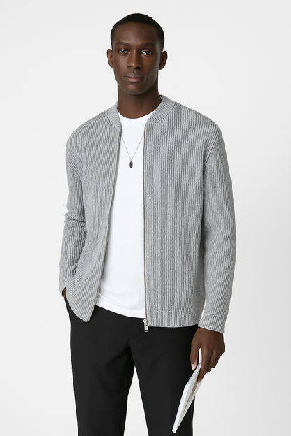 Morgan | Men's Zip Up Ribbed Sweater