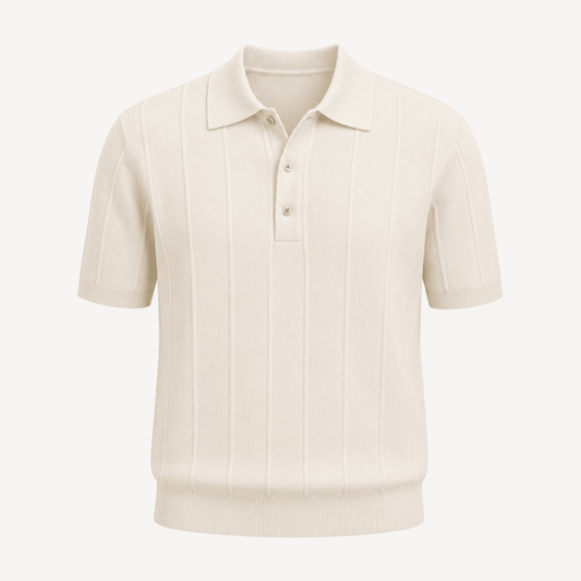 Raffael | Ribbed Knit Short Sleeve Polo Shirt Men