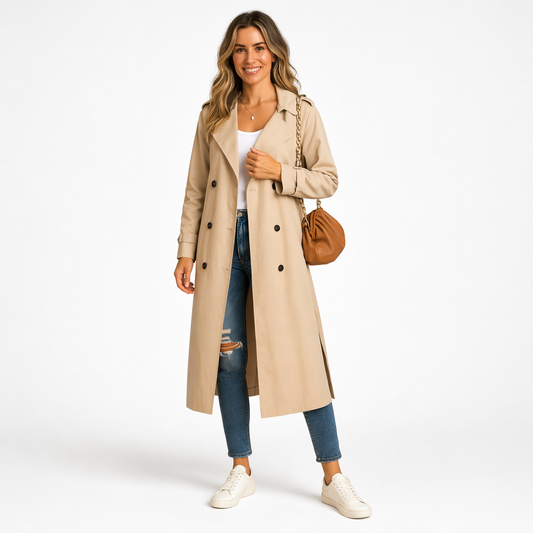 Linnet | Long Belted Trench Coat Adjustable Waist