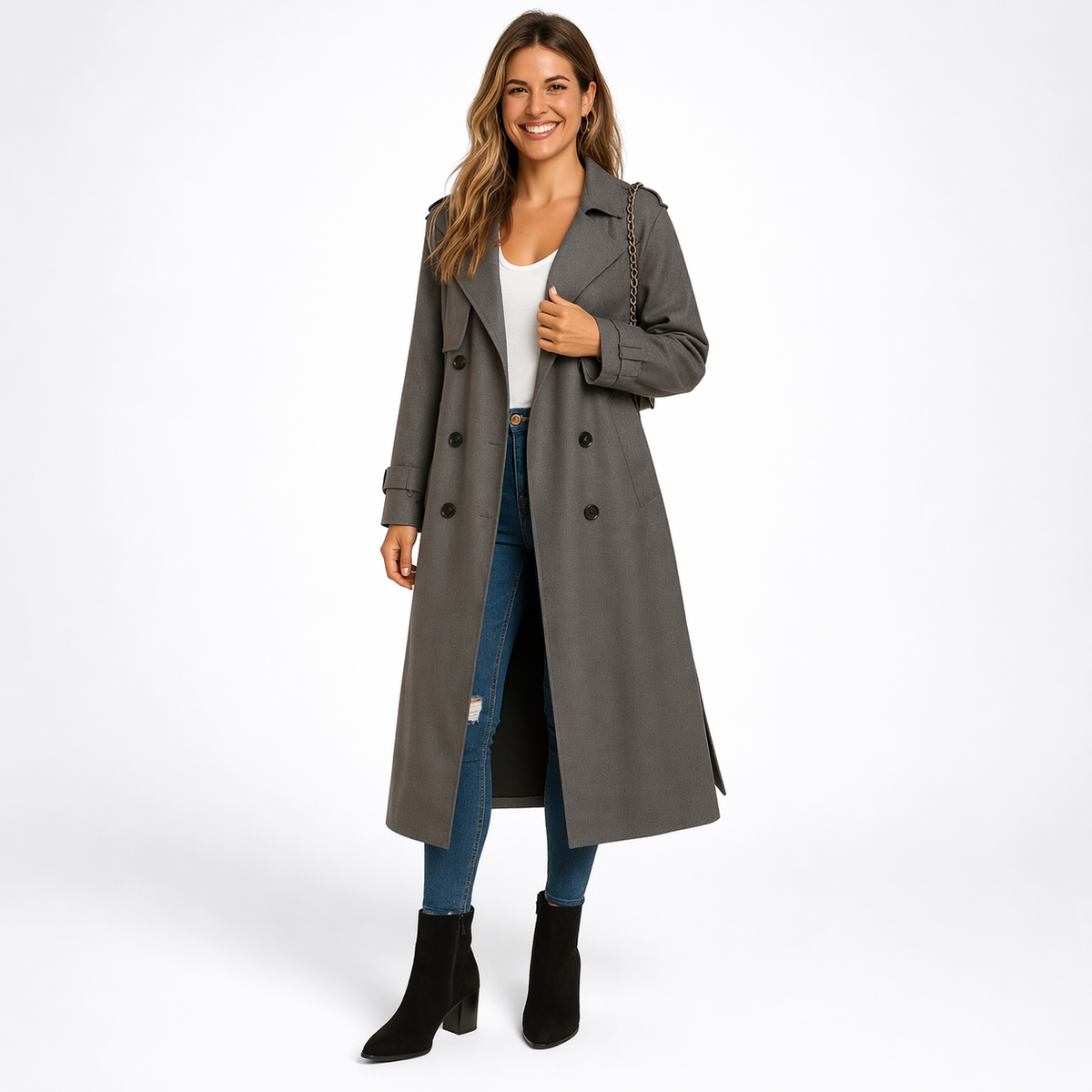 Linnet | Long Belted Trench Coat Adjustable Waist