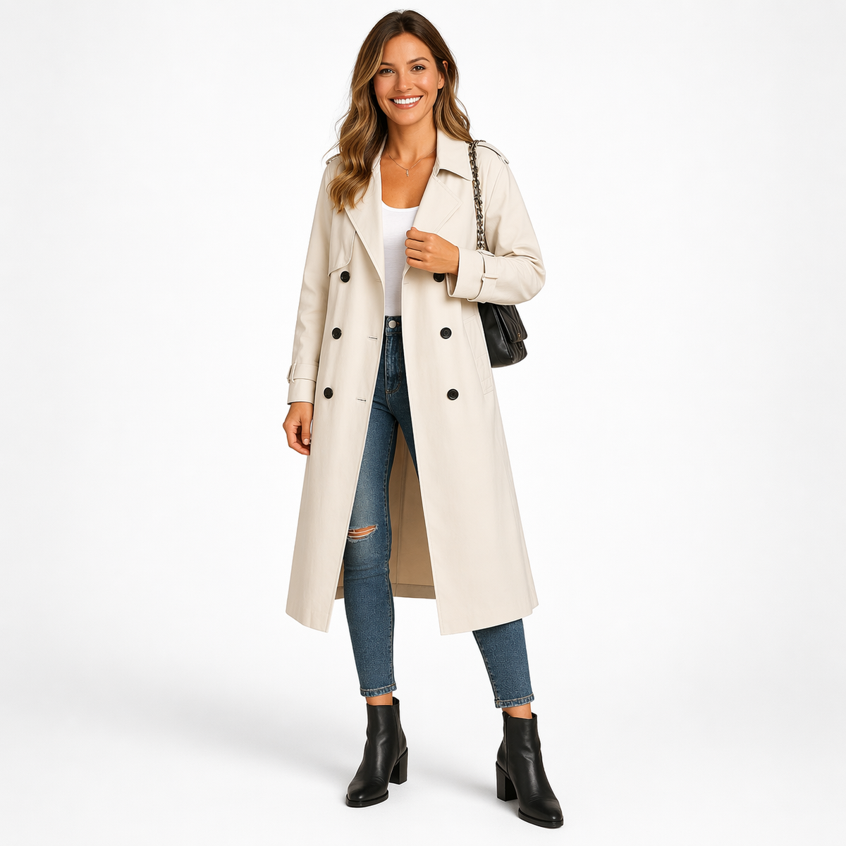 Linnet | Long Belted Trench Coat Adjustable Waist