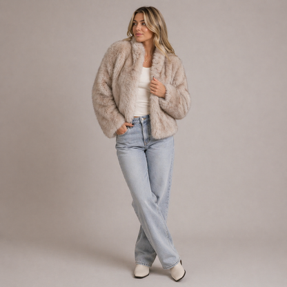 Isadora | Faux Fur Round Neck Soft Structured Coat
