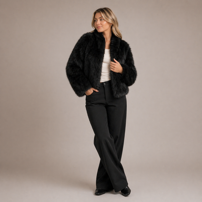 Isadora | Faux Fur Round Neck Soft Structured Coat