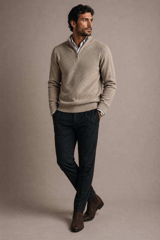 Hartley | Soft Knit Half Zip Sweater Refined Fit